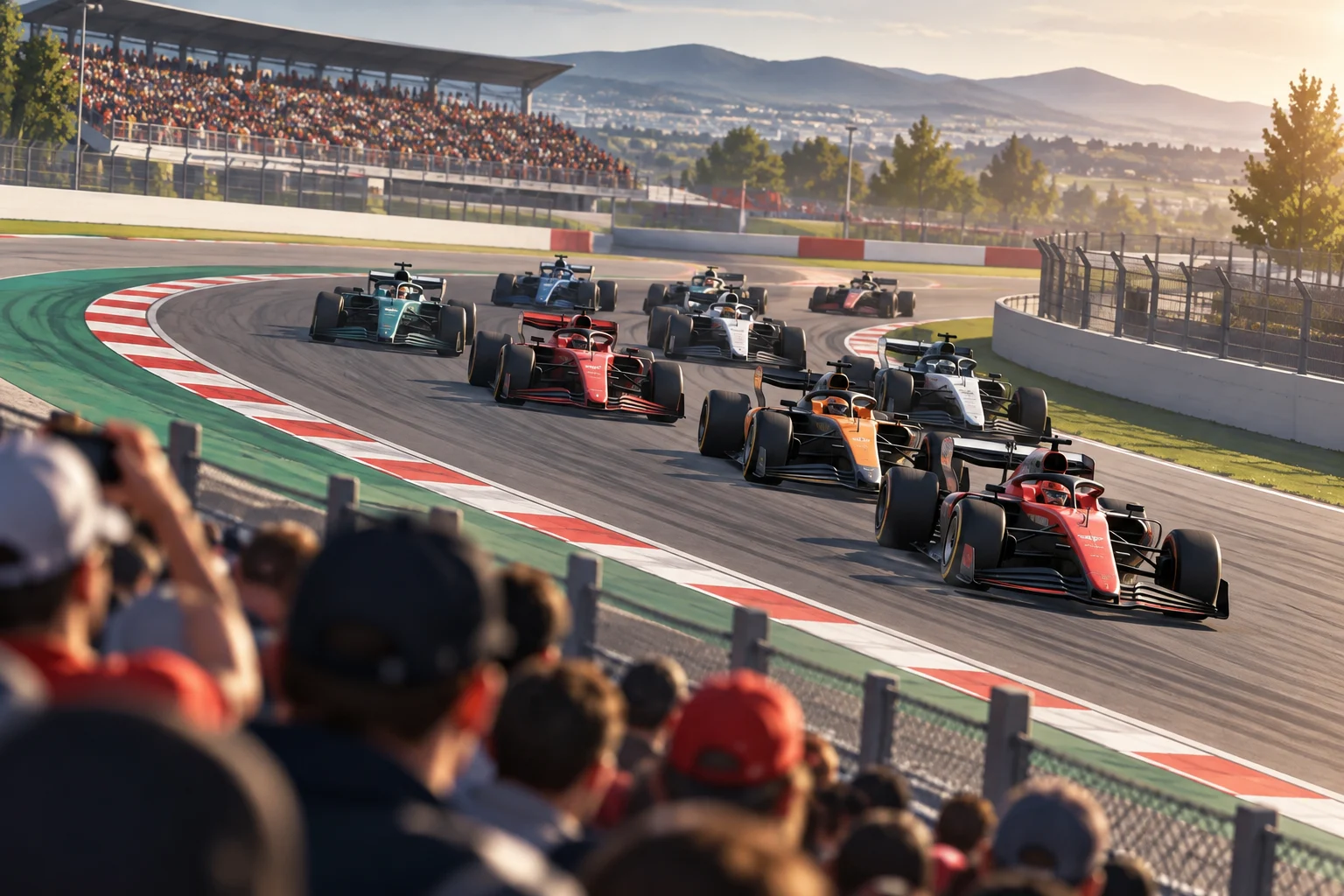 Gruppo di monoposto in competizione in una gara sprint