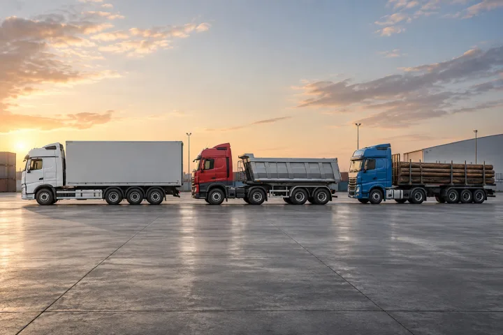 Comparative illustration of generic trucks with different axle configurations