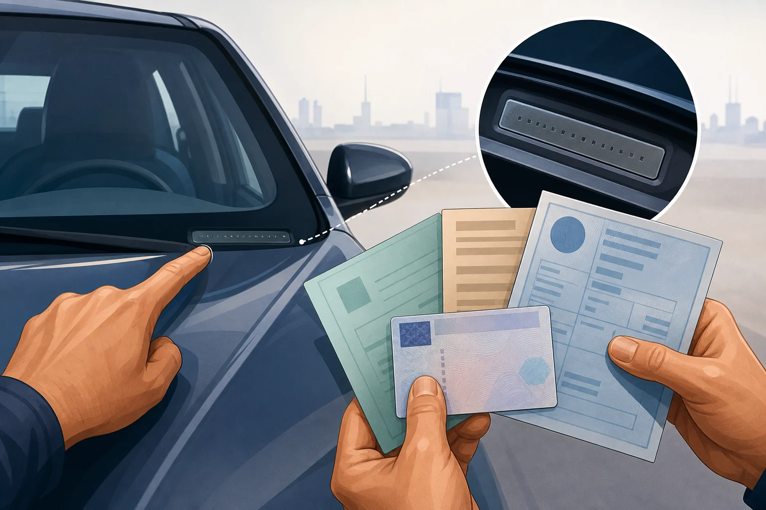 Checking a vehicle identification number against car documents