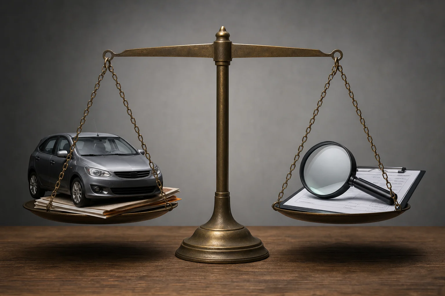 Conceptual balance between the risk of buying a used car and the cost of having it inspected